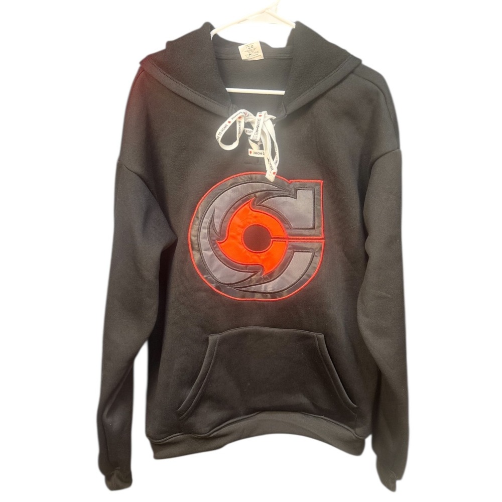 Hoxworth Cincinnati Cyclones Hockey Hoodie Size Large Black Red Lace Up Pullover